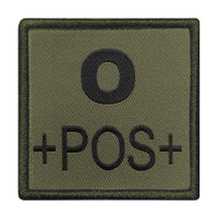 Groupe sanguin O positif brodé sur tissu vert olive A10 Equipment Univers Militaire