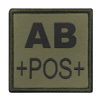 Groupe sanguin AB positif brodé sur tissu vert olive A10 Equipment Univers Militaire