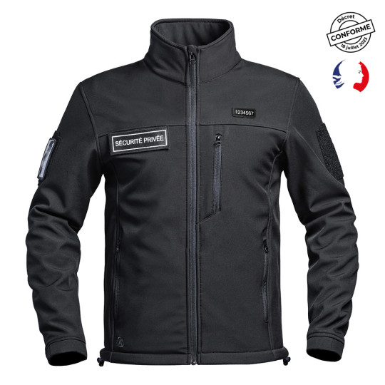 Softshell jacket SECU ONE flap Sécurité Privée black