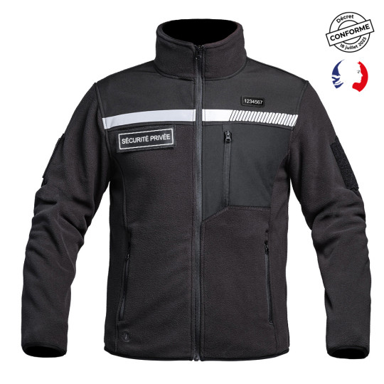 Polar Fleece jacket SECU ONE HV TAPE Sécurité Privée black