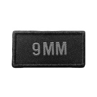 Patch calibre 9 mm brodé gris sur tissu noir A10 Equipment