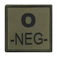 Groupe sanguin O négatif brodé sur tissu vert olive A10 Equipment Army